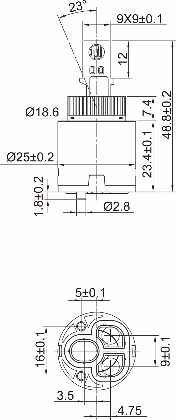 Mešač MINOTTI ø25mm Quadra