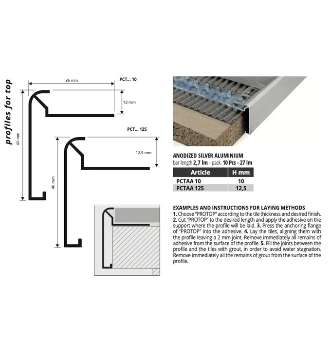 PROGRESS profil aluminijumski PROTOP T silver mat 2.7m