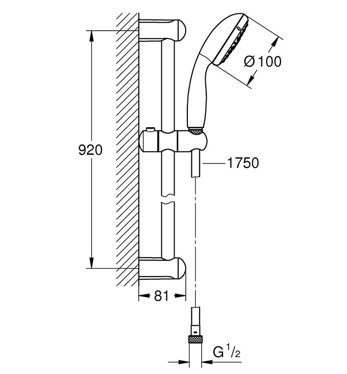 Klizna šipka set Grohe TEMPESTA 100 28789002