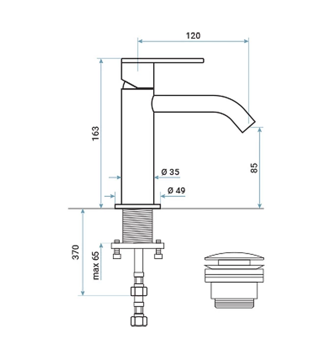 Baterija za lavabo EMMEVI FILO sa POP-UPom zlato mat NEO85003