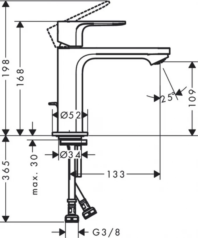 Baterija za lavabo HANSGROHE REBRIS S110 sa podsklopom