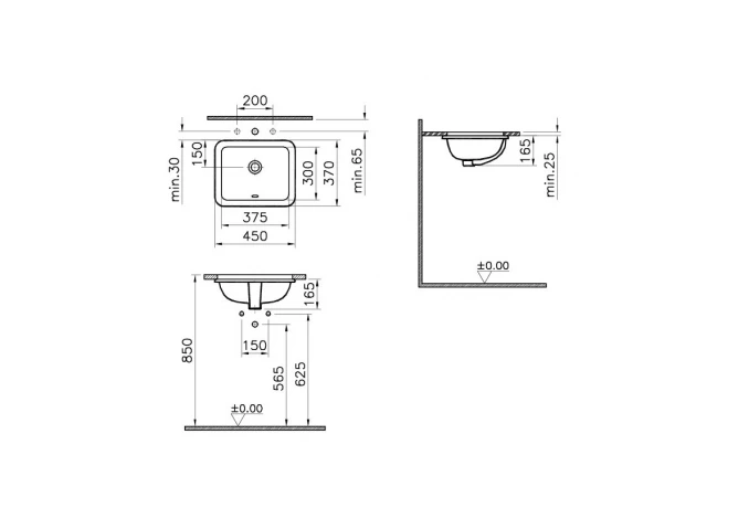 Lavabo podgradni VITRA S20 37,5x30cm