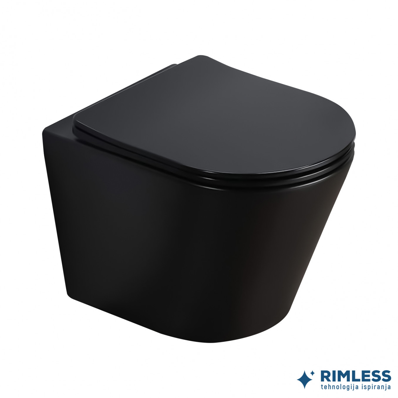 Konzolna wc šolja PURE compact rimless mat crna sa duroplast soft close wc daskom