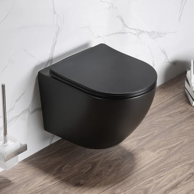 Konzolna wc šolja PERLA compact rimless mat crna sa duroplast soft close wc daskom
