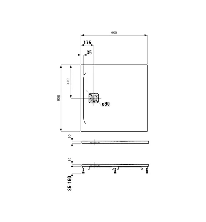Tuš kada LAUFEN PRO Marbond 90x90
