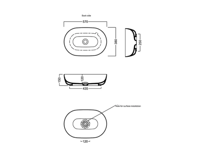 Lavabo HATRIA HAPPYHOUR 12:00 570x380 beli mat