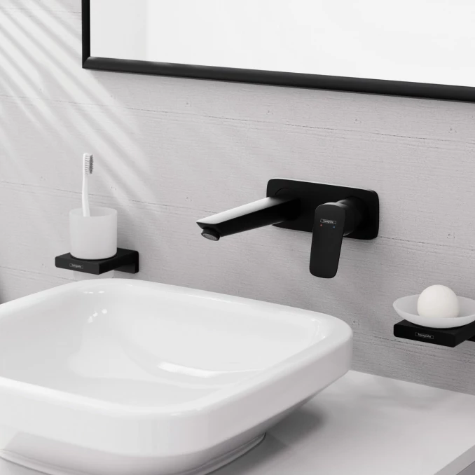 Ugradna baterija zidna za lavabo HANSGROHE LOGIS matt black