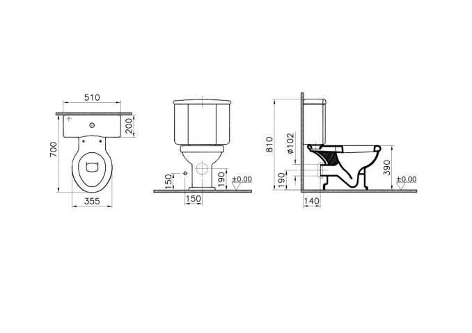 Monoblok VITRA ARIA baltik sa WC daskom drvenom chestnut