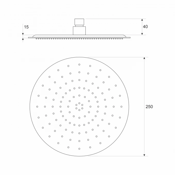 Ruža tuša COPEN fi250mm ABS brušeno zlato