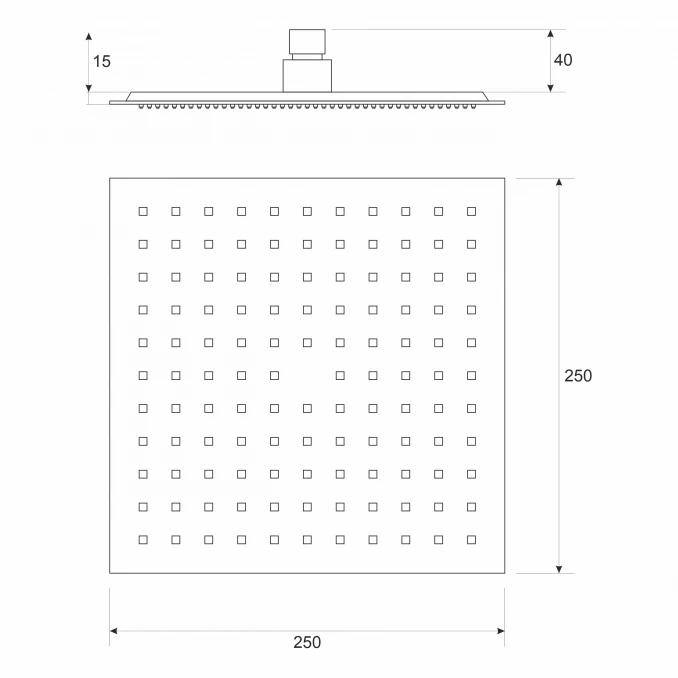 Ruža tuša COPEN 250x250mm ABS mat crna