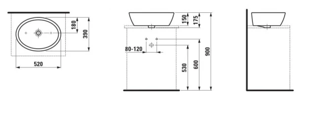 Lavabo Laufen PRO B 52x39 zdelasti sa prelivom