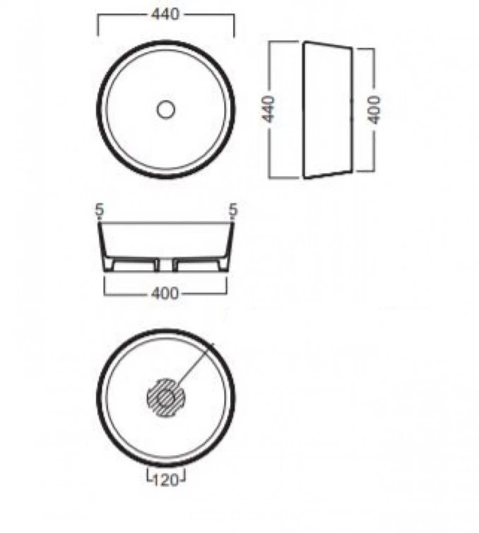 Lavabo nadgradni HATRIA HAPPYHOUR SLIM 07:00 fi440x165mm