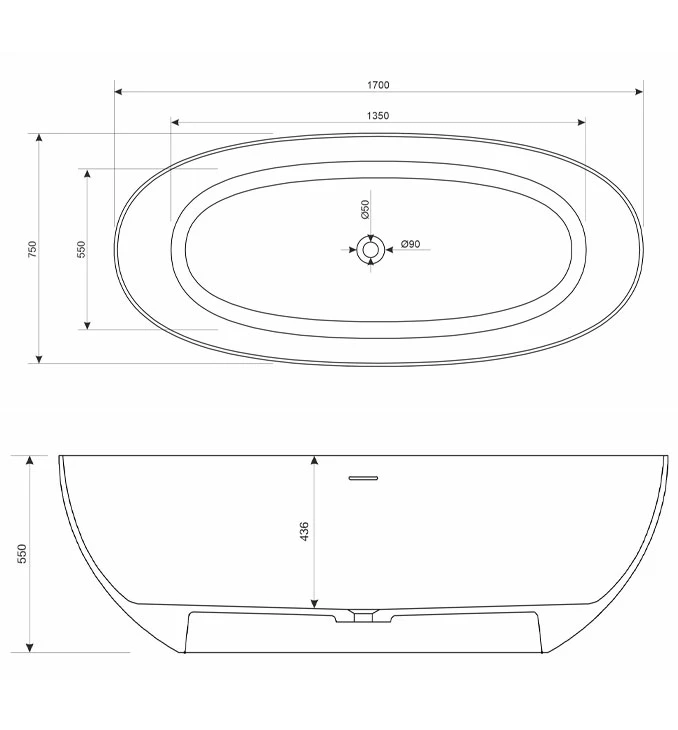 Kada samostojeća COPEN  BETTE 1700x750x550mm mat bela