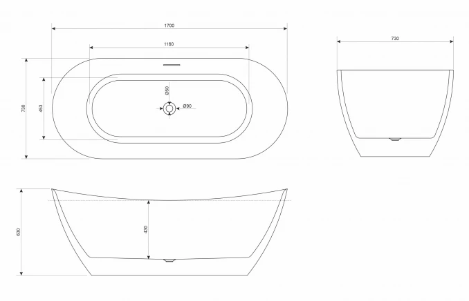 Kada samostojeća COPEN VIVIEN 1700x730x630mm sjajna bela