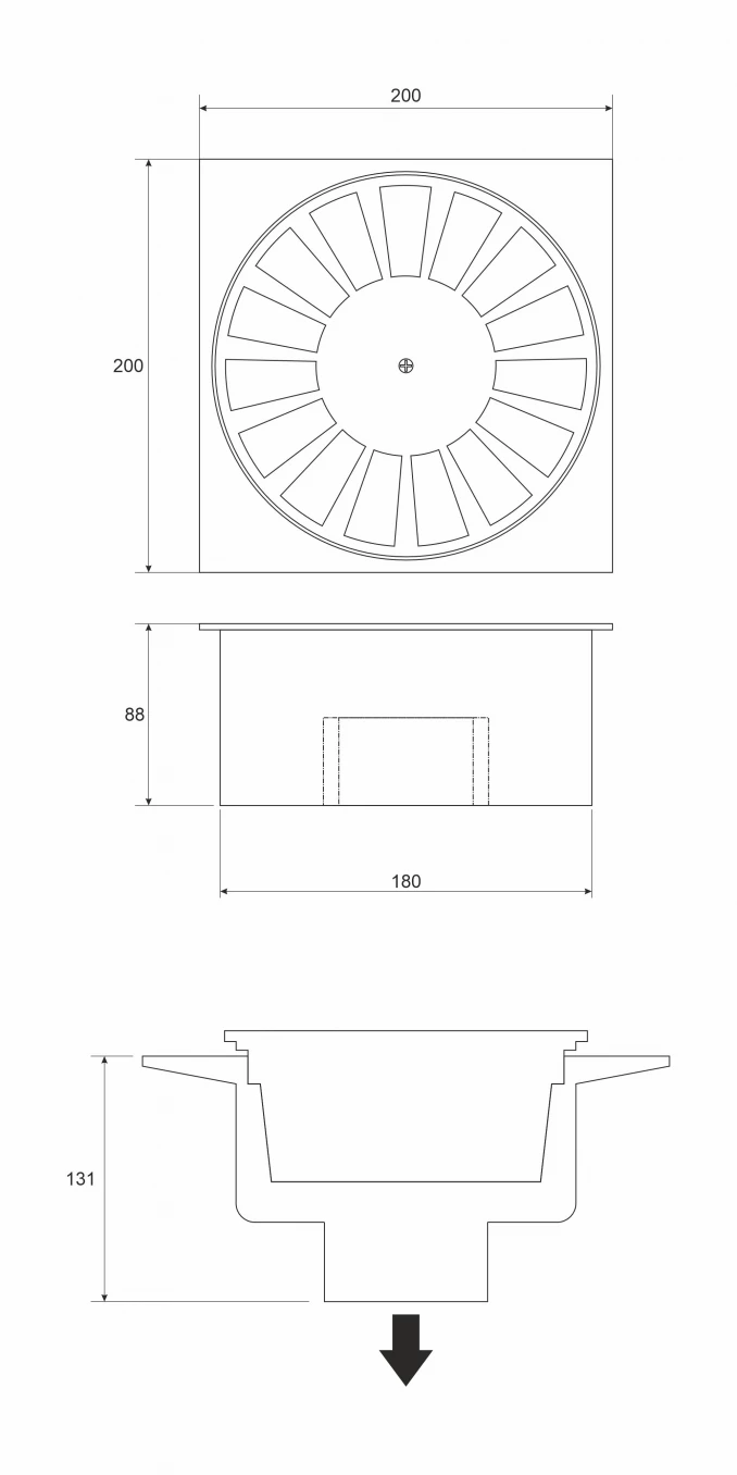 Revestech Sumi 56 20x20 spoljasnji slivnik Vertikalni fi 90 – fi 110