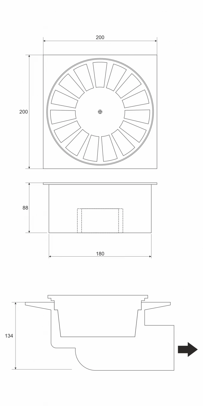 Revestech Sumi 56 20x20 spoljasnji slivnik Horizontalni fi 90