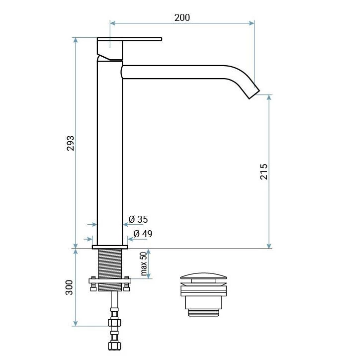 Baterija za lavabo EMMEVI FILO  BRASS visoka crni hrom brušeni CNS85003BIGZI