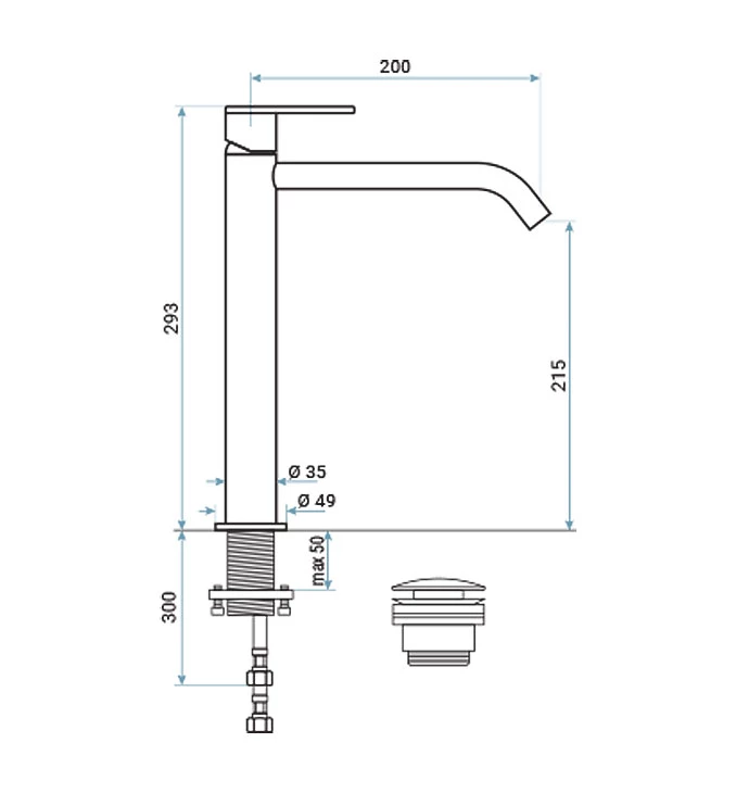 Baterija za lavabo EMMEVI FILO BRASS visoka nikl saten NSC85003BIG