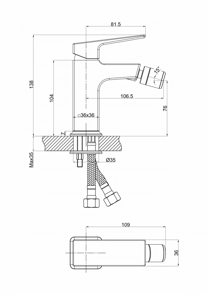 Baterija za bide MINOTTI QUADRA NEW mat crna