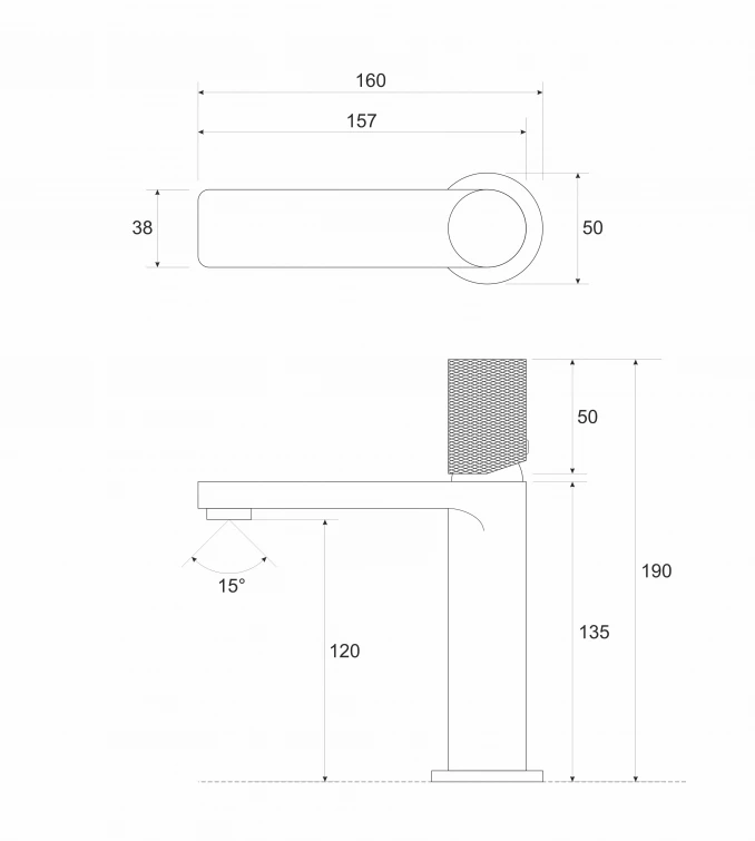 Baterija za lavabo COPEN NOOK GRIP mat crna / rose gold