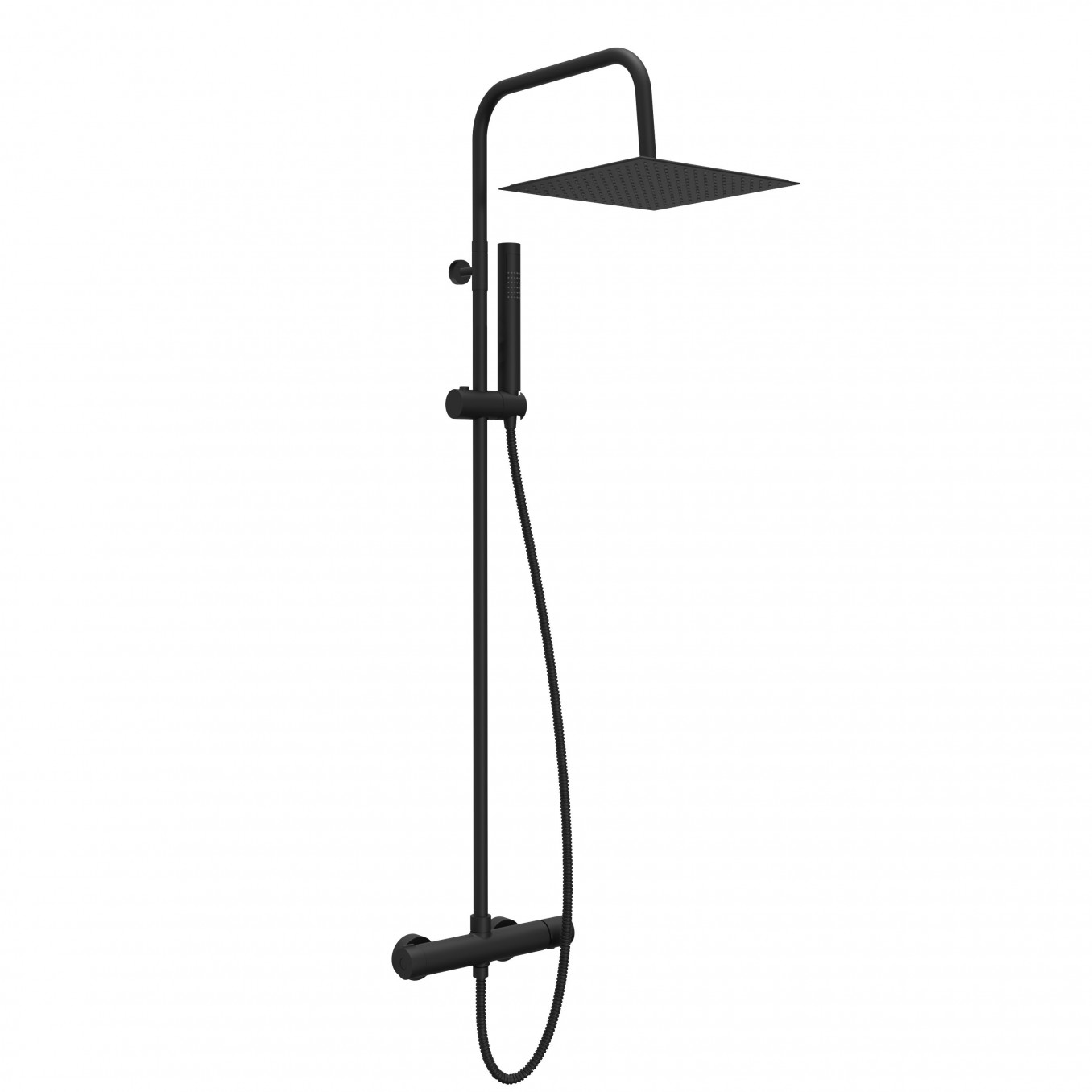 Baterija i usponski tuš COPEN NOOK mat crna četvrtasti set