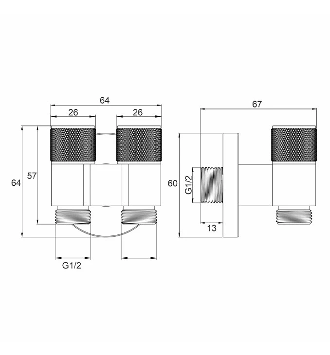 Ventil COPEN dupli 1/2x1/2 hrom