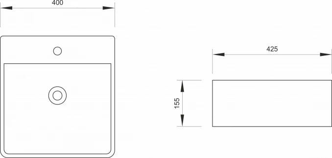 Lavabo nadgradni MINOTTI 400x425x155 sa otvorom za slavinu