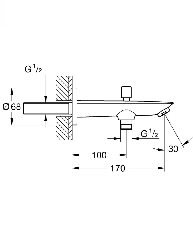 Izliv sa prebacivačem  GROHE BAUCOSMOPOLITAN 170mm