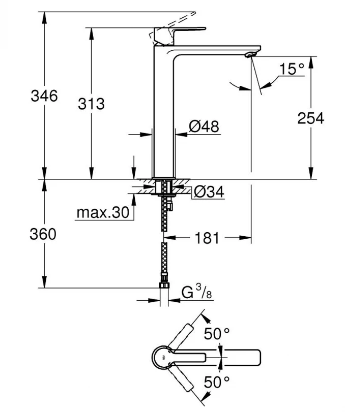 Baterija za lavabo GROHE LINEARE XL