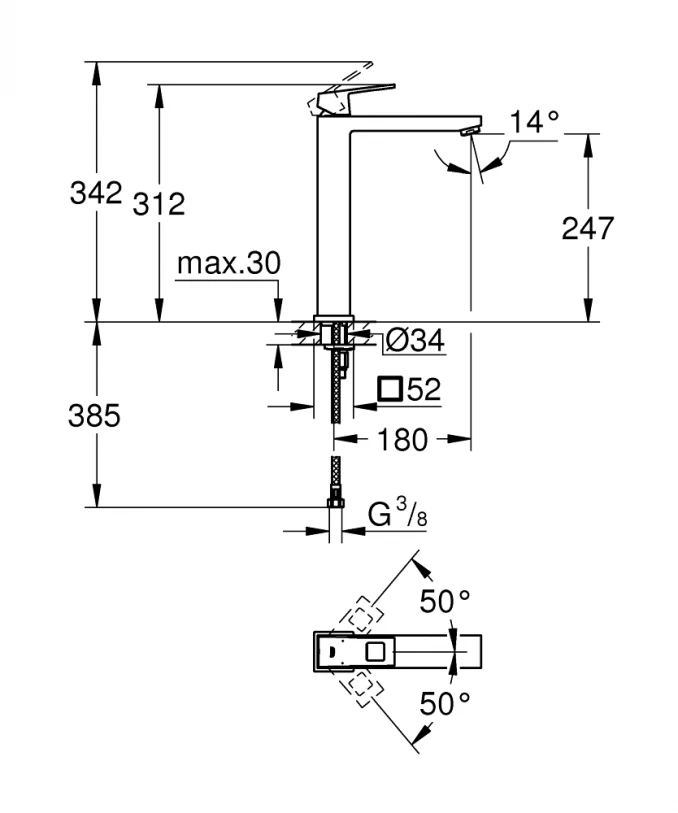 Baterija za lavabo GROHE EUROCUBE XL