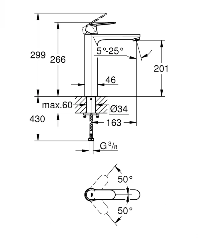 Baterija za lavabo GROHE EUROSMART COSMOPOLITAN XL