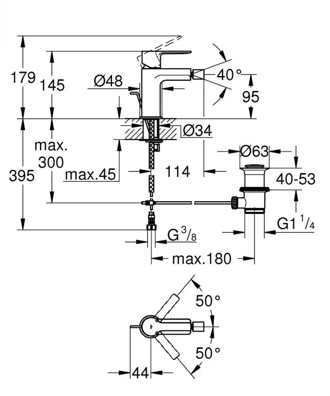 Baterija za bide GROHE LINEARE