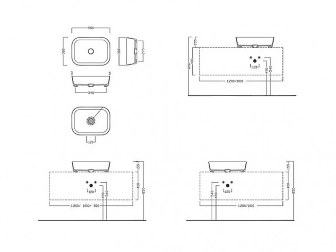 Lavabo nadgradni HATRIA HAPPYHOUR SLIM 18:00 550x380x155 black matt