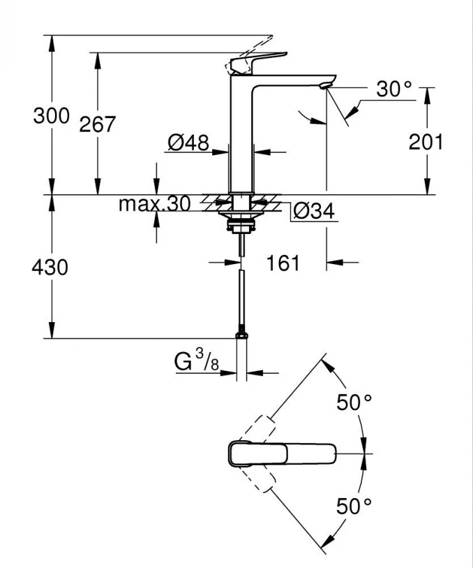 Baterija za lavabo GROHE CUBEO XL