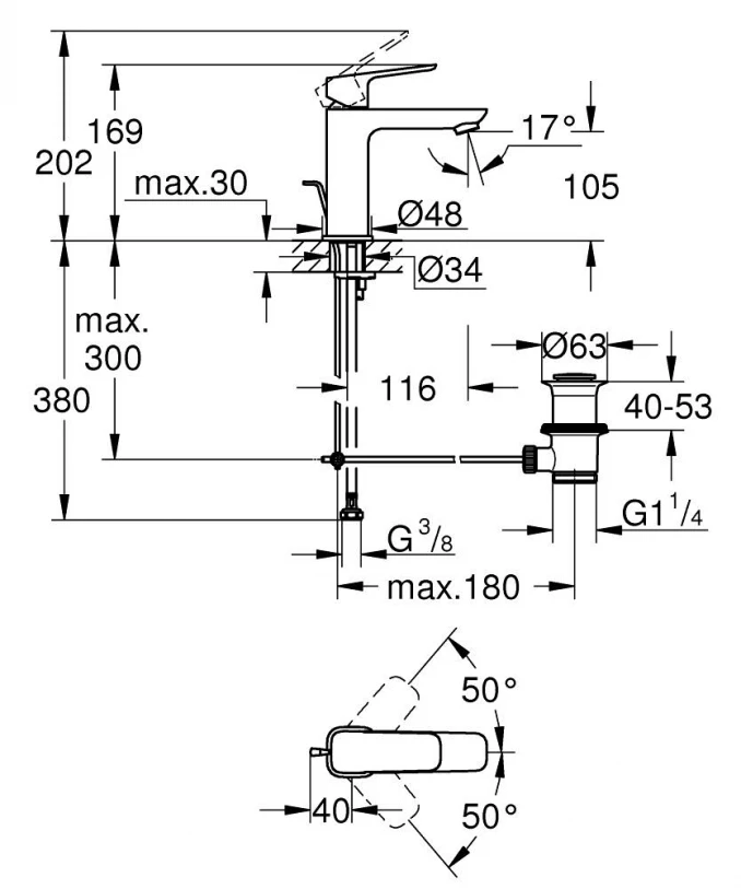 Baterija za lavabo GROHE CUBEO M