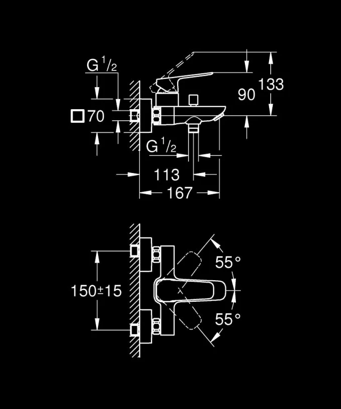 Baterija za kadu GROHE CUBEO matt black