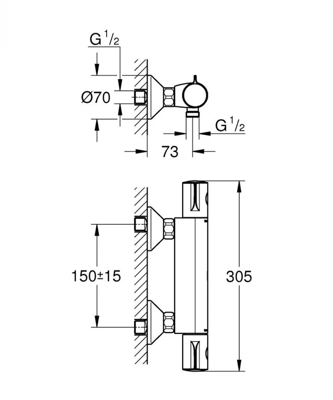 Termostatska baterija za tuš GROHE GROHTHERM 800 matte black