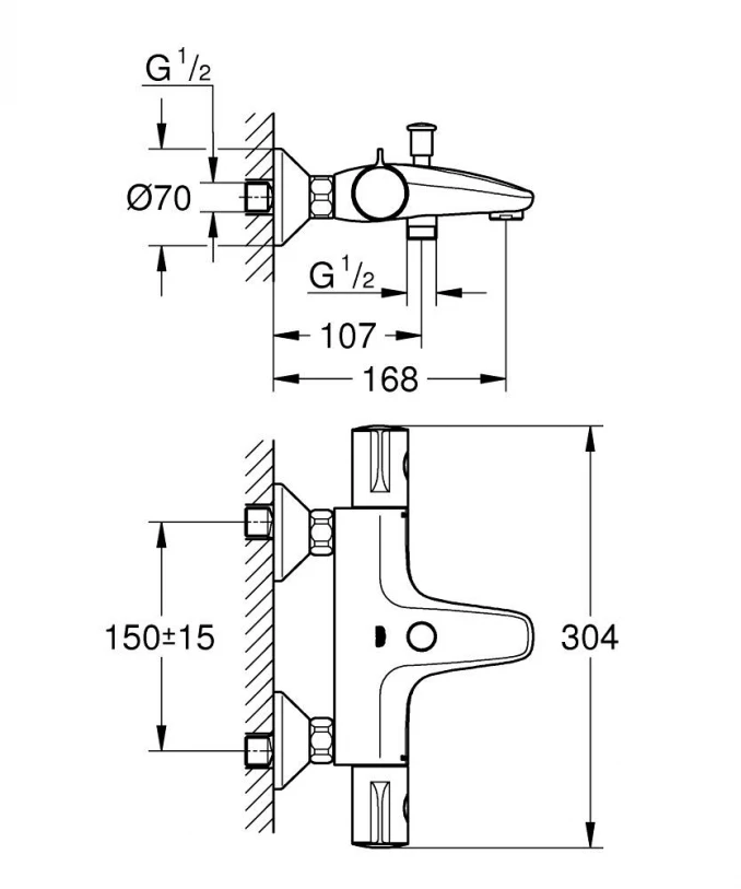 Termostatska baterija za kadu GROHE GROHTHERM 800 matte black