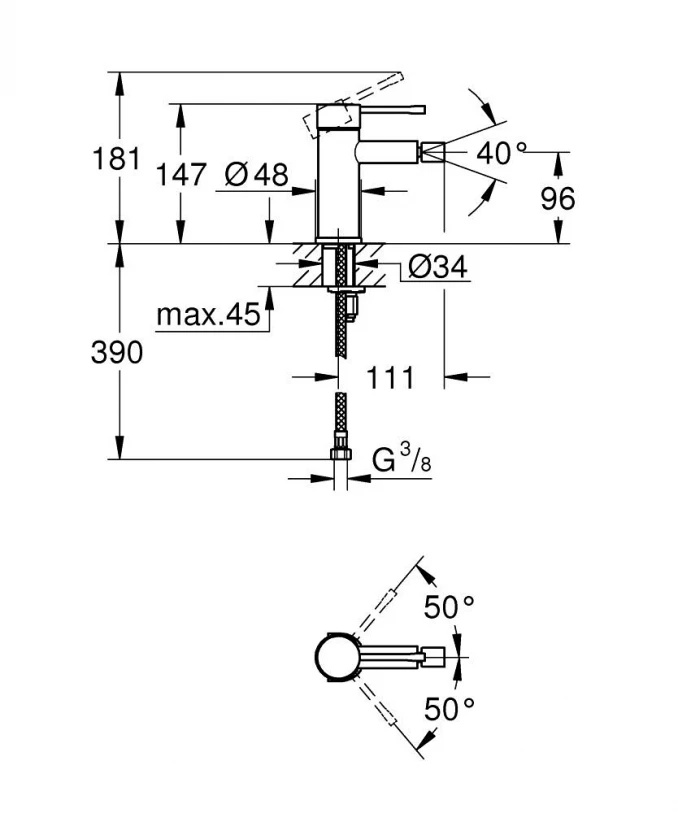 Baterija za bide GROHE ESSENCE phantom black