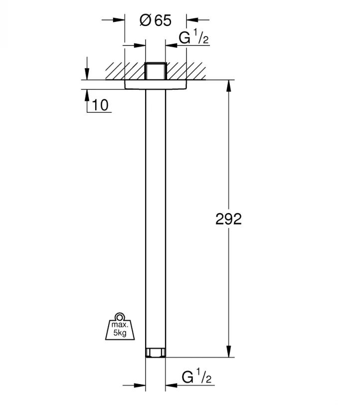 Držač ruže tuša GROHE RAINSHOWER 292mm vertikalni