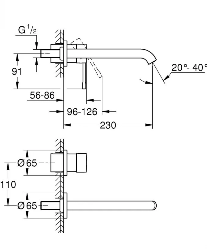 Maska ugradne baterije za lavabo GROHE ESSENCE L