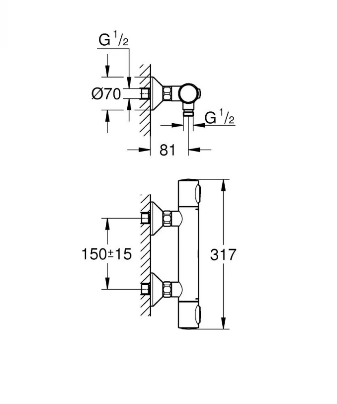 Termostatska baterija za tuš GROHE GROHTHERM 500