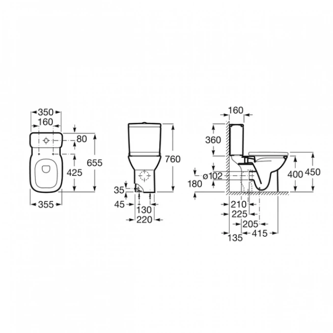 Monoblok ROCA DEBBA dual rimless sa WC daskom soft close