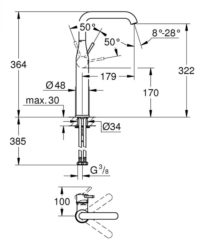 Baterija za lavabo GROHE ESSENCE XL