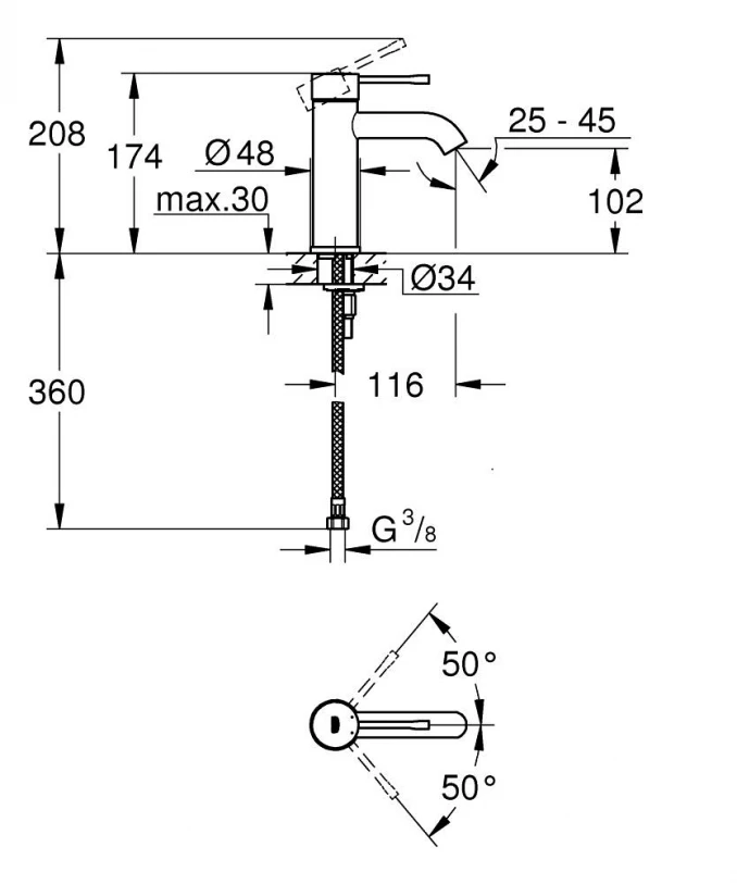 Baterija za lavabo GROHE ESSENCE S