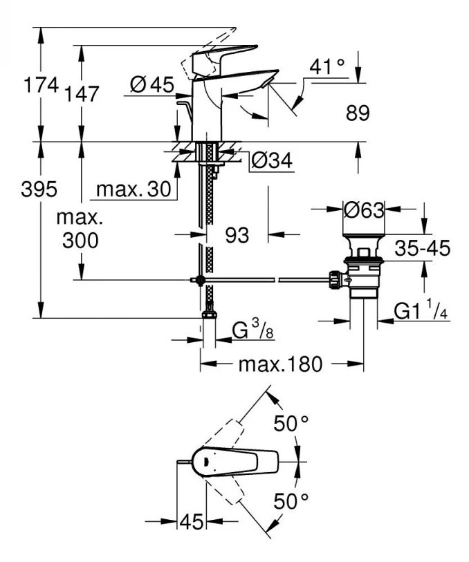 Baterija za lavabo GROHE BAUEDGE S