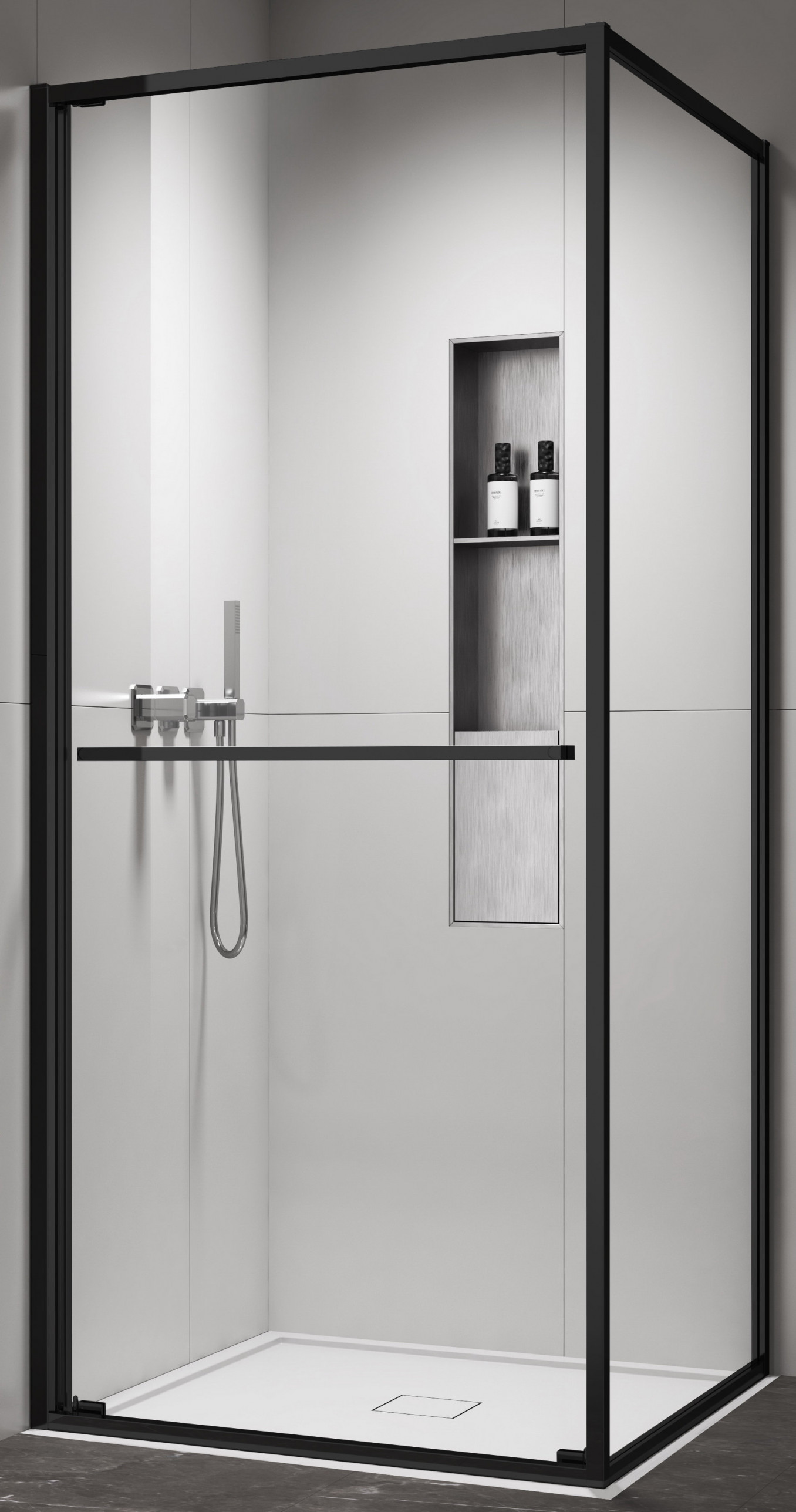 Tuš kabina COPEN ATLAS PRO 1V 800x800x2000 mat crna. staklo 6mm providno