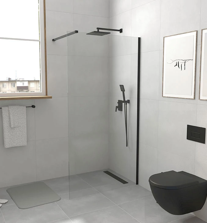 Walk-in COPEN MONTE 1200x2000 8mm staklo. mat crni