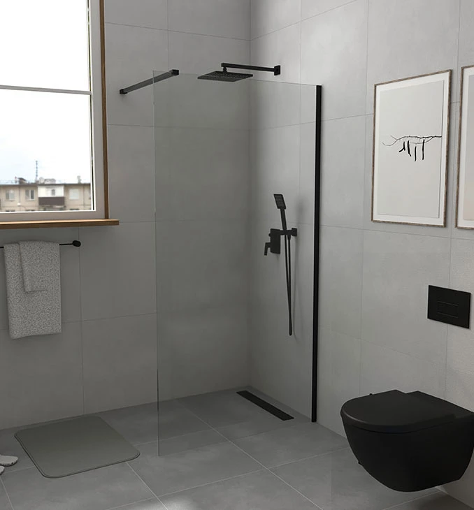 Walk-in COPEN MONTE 700x2000 8mm staklo. mat crni