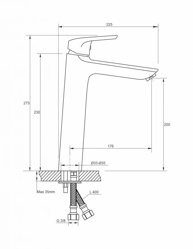 Baterija za lavabo MINOTTI PRIMA visoka